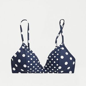J. Crew polka navy dot bikini